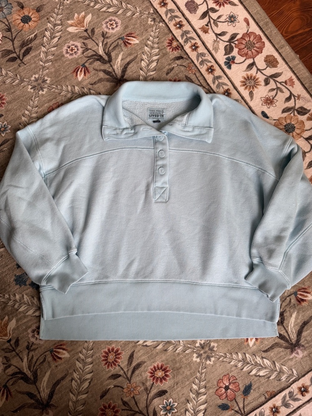 American Eagle Outfitters Light Blue Polo Collar Sweatshirt